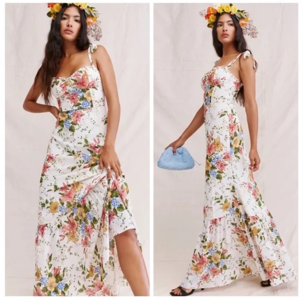 Reformation Jasen dress in Marie Antoinette